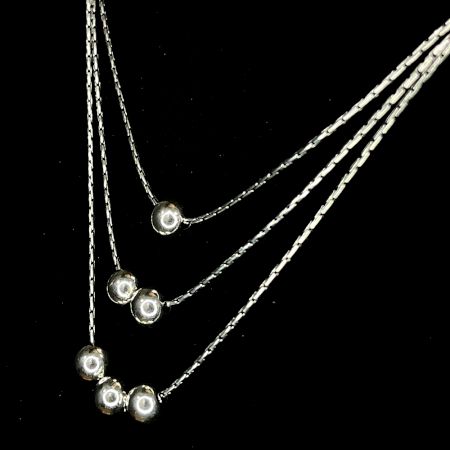 Handcrafted 92.5 Sterling Silver Triple Layer Silver Ball Chain